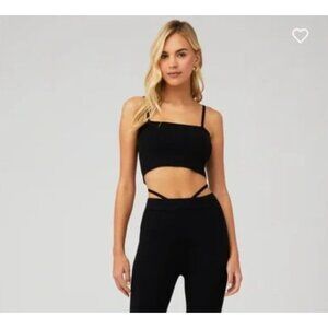 4th & Reckless Scorpios Black Strappy Back Crop Top Wrap Tie Detail NWT - Size L